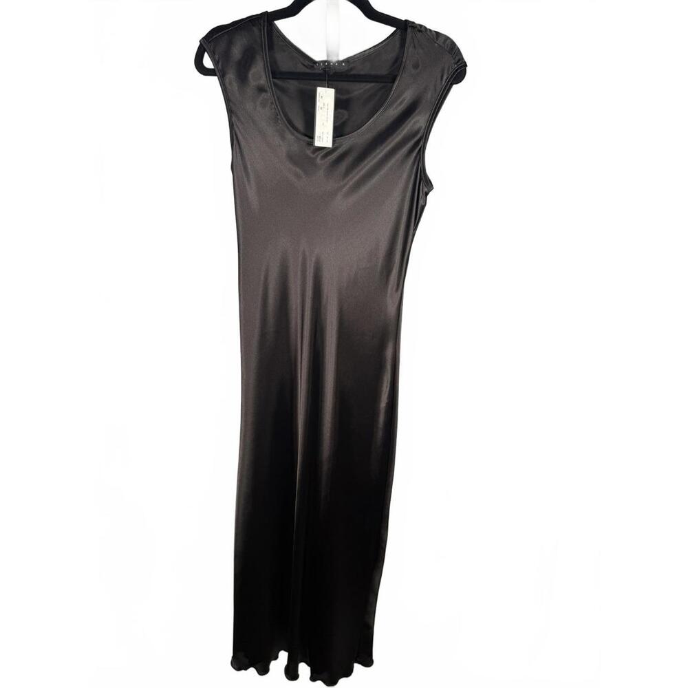 NWT Sample piece Tiana B. Black Satin Maxi Dress, No size tag, Small